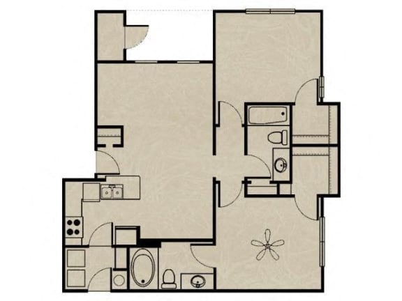 955 sq.ft. 2 bedroom 2 bathroom Floor Plan 955 sq.ft. 2 bedroom 2 bathroom at The Columns at Westchase, Texas