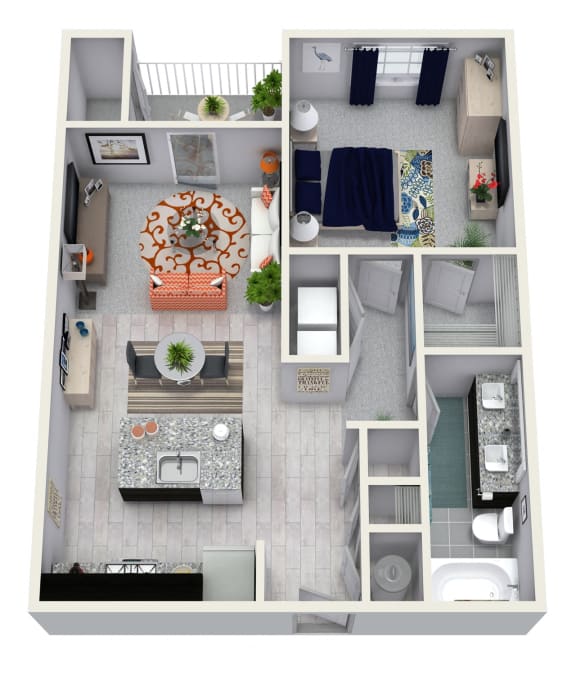 1 Bedroom 1 Bath 735 sqft A2 Floor Plan Floor Plan 1 Bedroom 1 Bath 735 sqft A2 Floor Plan at The Cliftwood, Sandy Springs, GA, 30328