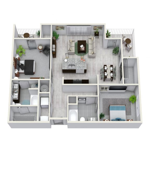 2 Bedroom 2 Bath 1103 sqft B3 Floor Plan Floor Plan 2 Bedroom 2 Bath 1103 sqft B3 Floor Plan at The Cliftwood, Sandy Springs