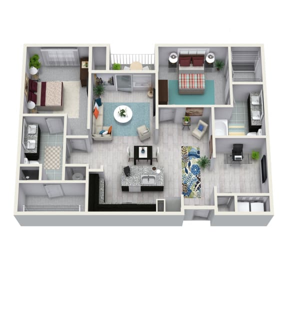 2 Bedroom 2 Bath 1339 sqft B4 Floor Plan Floor Plan 2 Bedroom 2 Bath 1339 sqft B4 Floor Plan at The Cliftwood, Sandy Springs