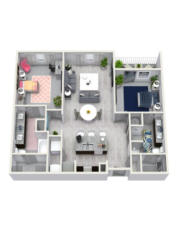 2 Bedroom 2 Bath 1117 sqft B5 Floor Plan Floor Plan 2 Bedroom 2 Bath 1117 sqft B5 Floor Plan at The Cliftwood, Georgia