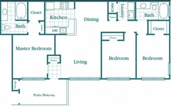 Floor Plan Cypress Point 3 bed 2 bath plan 1409SF