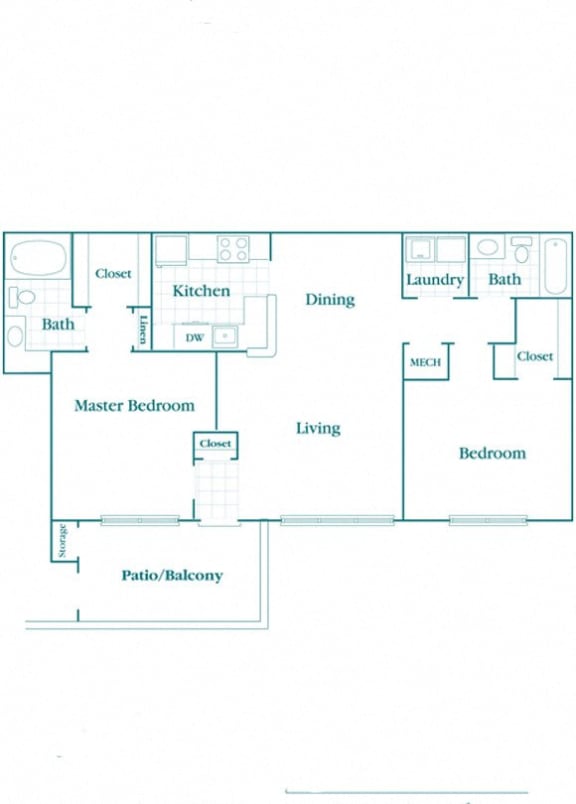 1180 sq.ft. 2 bedroom 2 bathroom floor plan at The Columns at Bear Creek, New Port Richey, FL, 34654