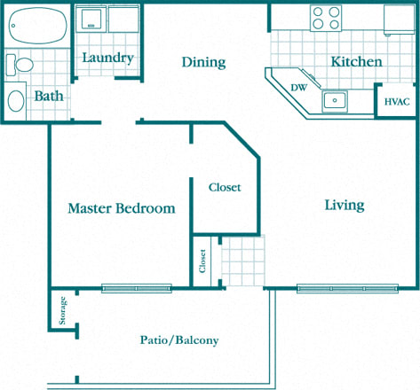 Floor Plan  807 sq.ft.  1 bedroom 1 bathroom D at The Columns at Cypress Point, Wesley Chapel