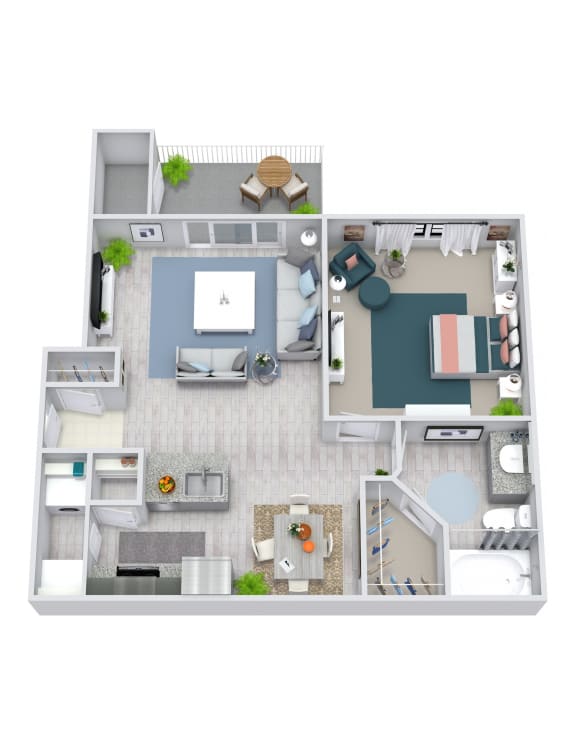 Floor Plan  692 sq.ft.  1 bedroom 1 bathroom F at The Columns at Westchase, Houston, TX
