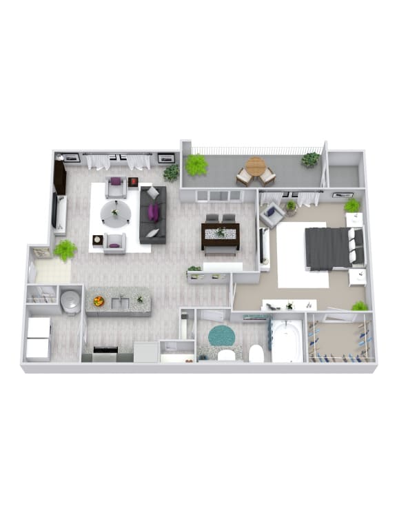 692 sq.ft. 1 bedroom 1 bathroom N Floor Plan 692 sq.ft. 1 bedroom 1 bathroom N at The Columns at Westchase, Houston, 77042