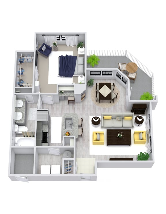 692 sq.ft. 1 bedroom 1 bathroom M Floor Plan 692 sq.ft. 1 bedroom 1 bathroom M at The Columns at Westchase, Houston, Texas