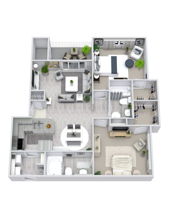 955 sq.ft. 2 bedroom 2 bathroom B Floor Plan 955 sq.ft. 2 bedroom 2 bathroom B at The Columns at Westchase, Houston, TX, 77042