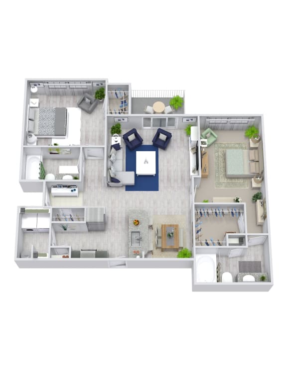 1355 sq.ft. 3 bedroom 2 bathroom C Floor Plan 1355 sq.ft. 3 bedroom 2 bathroom C at The Columns at Westchase, Texas, 77042