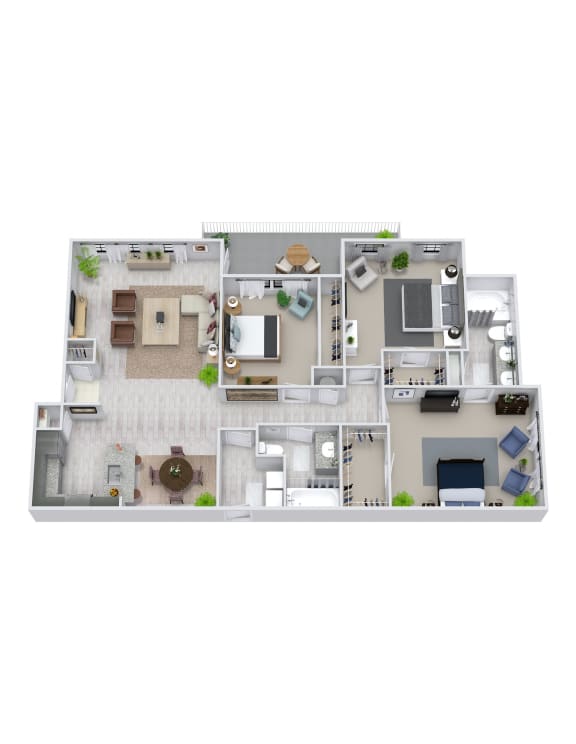 1355 sq.ft. 3 bedroom 2 bathroom Floor Plan 1355 sq.ft. 3 bedroom 2 bathroom at The Columns at Westchase, Houston, Texas
