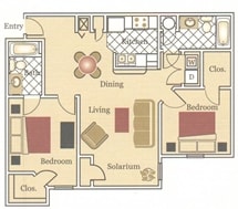 2 Bedroom 2 Bathroom Floorplan