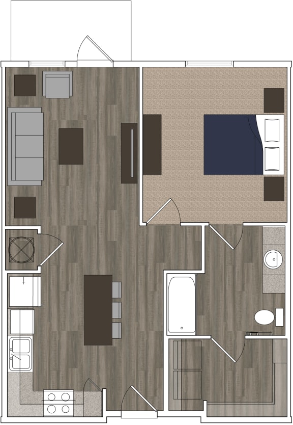 Sydney Trace Apartments 1 Bedroom Floorplan