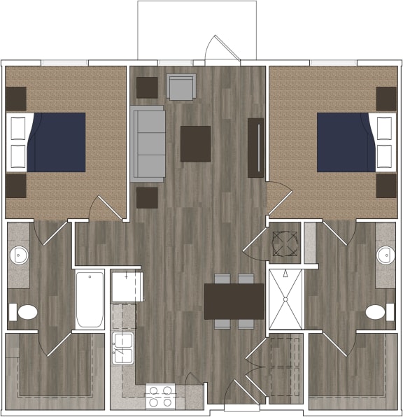 Sydney Trace Apartments 2 Bedroom Floorplan