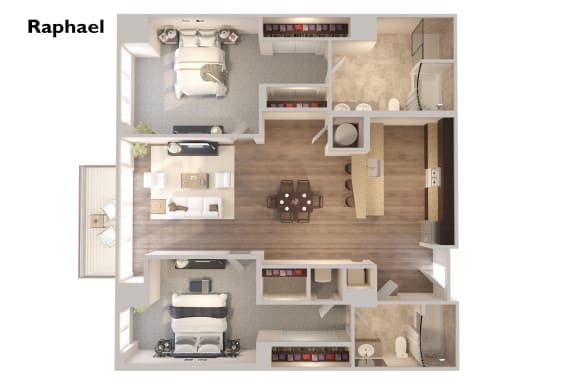 Floor Plan  Raphael - 2 Bedrooms 2 Baths