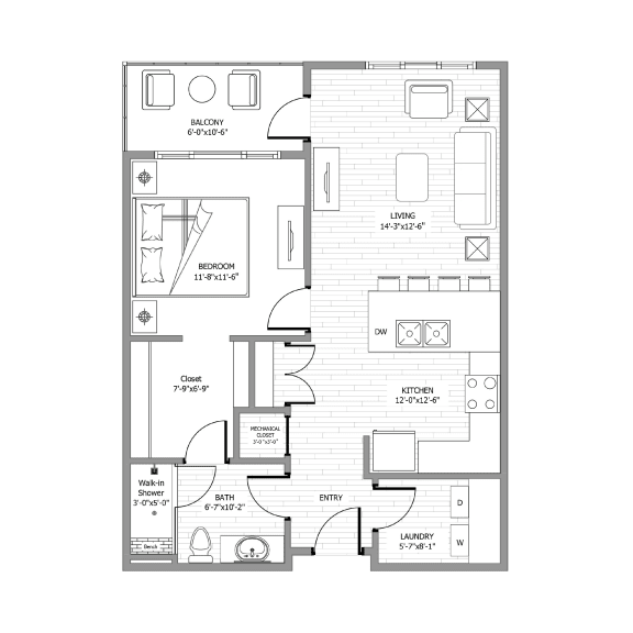 Floor Plan  A4 691 sq ft