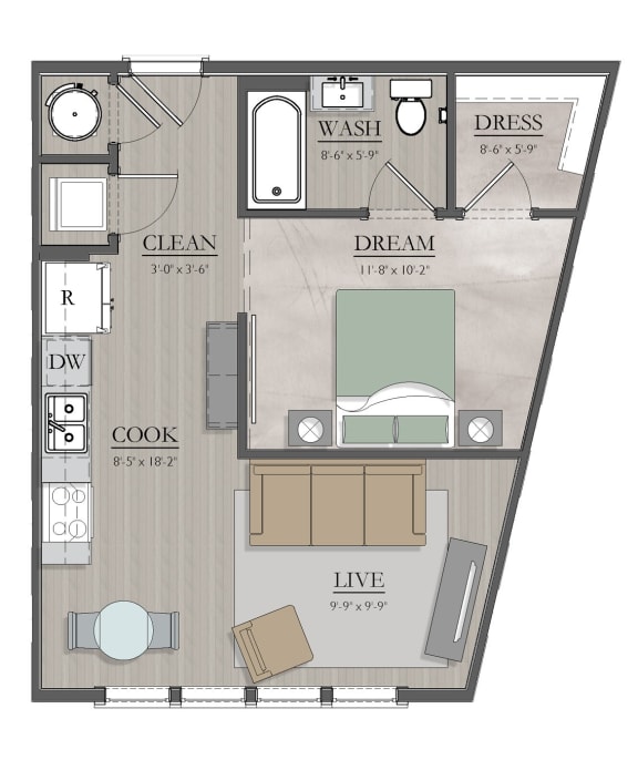 Floor Plan  S1 - 587 sf