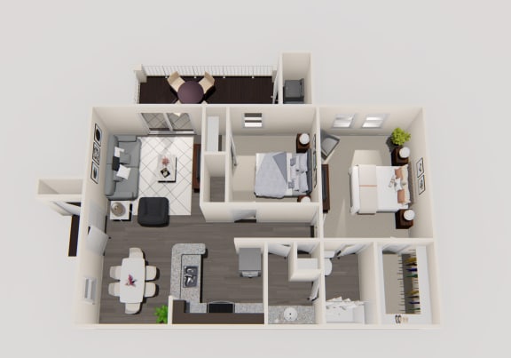 2 Bedroom 1 Bathroom Floor Plan at Enclave on East, Largo, FL, 33771