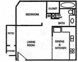 Floor Plan  Whispering Waters Apts 1 Bedroom Floor Plan