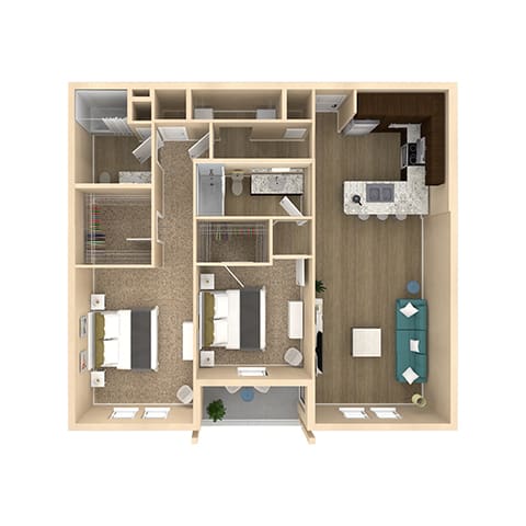Floor Plan  1187 Sq-Ft 2 bedroom 2 bathroom Haven floor plan A at The Oasis at 301, Riverview, 33578