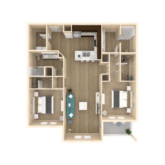 1351 Square-Feet 2 bedroom 2 bathroom Haven floor plan B at The Oasis at 301, Riverview, Florida
