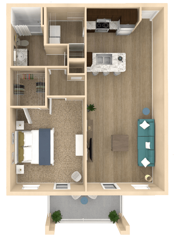1 bed 1 bath Allure Floor Plan at The Oasis at Town Center, Jacksonville