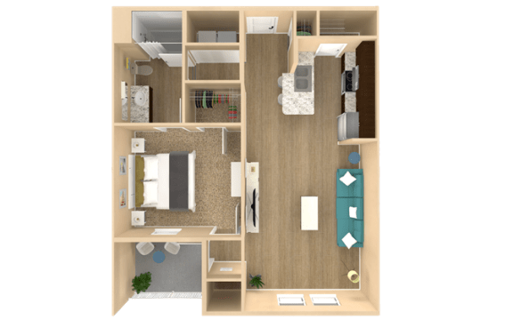 1 bedroom 1 bathroom floor plan B at The Oasis at Plainville, Plainville, 02762
