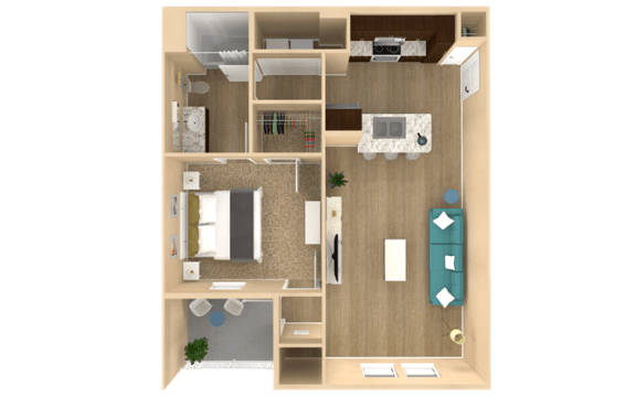 1 bedroom 1 bathroom floor plan A at The Oasis at Plainville, Plainville, MA