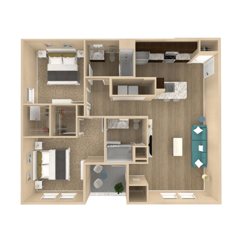 2 bedroom 2 bathroom floor plan C 2 bedroom 2 bathroom floor plan C at The Oasis at Plainville, Massachusetts, 02762