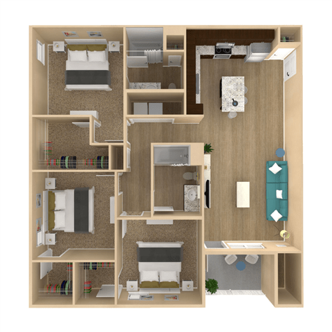 Floor Plan  3 bedroom 2 bathroom floor plan A at The Oasis at Plainville, Plainville, MA