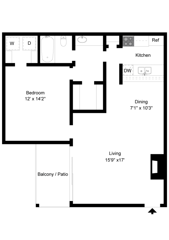 Floor Plan A7 at Davenport Apartments in Dallas, TX