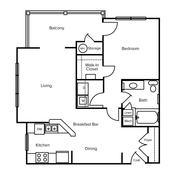A2 Floor Plan at Brentwood Downs Apartments in Lilburn, Georgia, GA