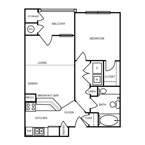 A1 Floor Plan at Brentwood Downs Apartments in Lilburn, Georgia, GA