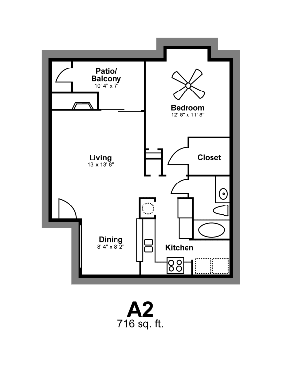 Floor Plan A2 at Vista Crossing Apartments in San Antonio, TX