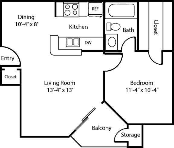 2D A1 Floorplan at Polaris Apartment Homes in Irving, Texas, TX