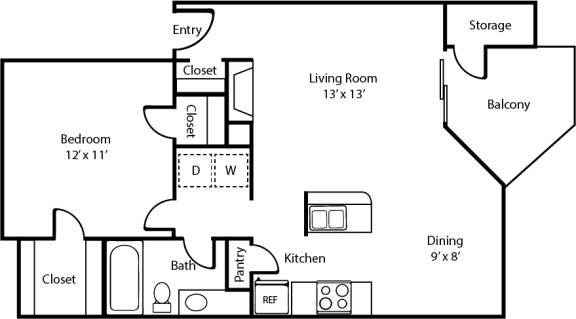 2D A2 Floorplan at Polaris Apartment Homes in Irving, Texas, TX