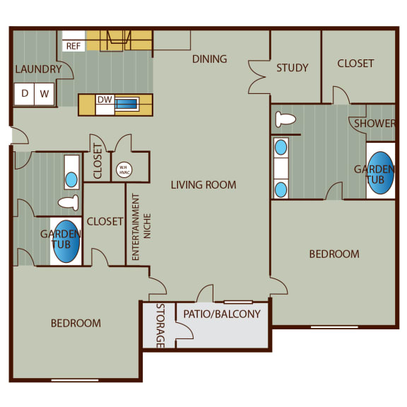  Floor Plan 2 Bedroom Deluxe