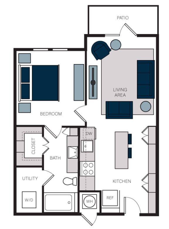 &quot;A1&quot; 1 Bedroom 1 Bath Floor Plan at The Alastair at Aria Village, Sandy Springs, GA