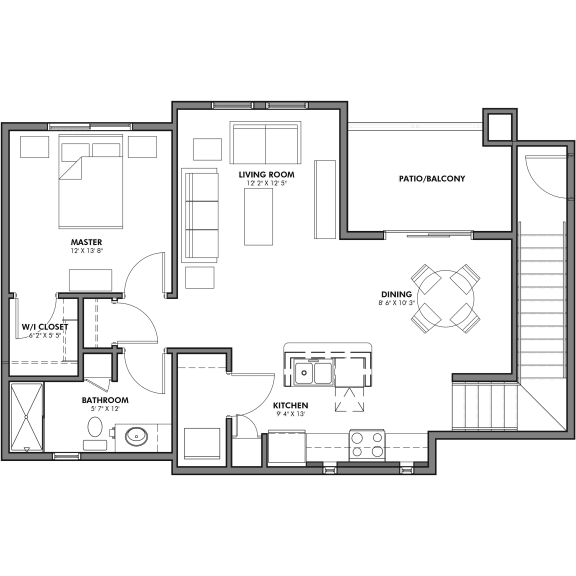 One Bedroom Floor Plan at Zaterra Luxury Apartments, P.B. Bell, Chandler, AZ 85286