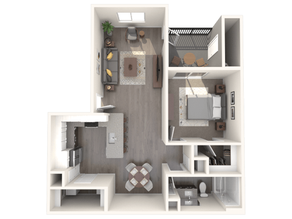 A1 One Bedroom Floor Plan at Zaterra Luxury Apartments, P.B. Bell, Chandler, Arizona