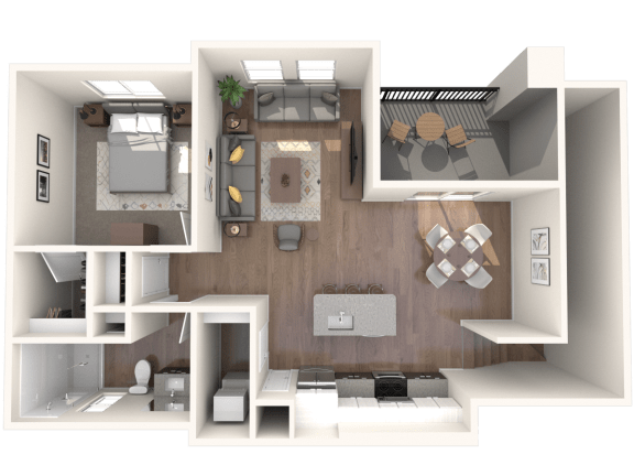 L1 One Bedroom Floor Plan at Zaterra Luxury Apartments, P.B. Bell, Arizona