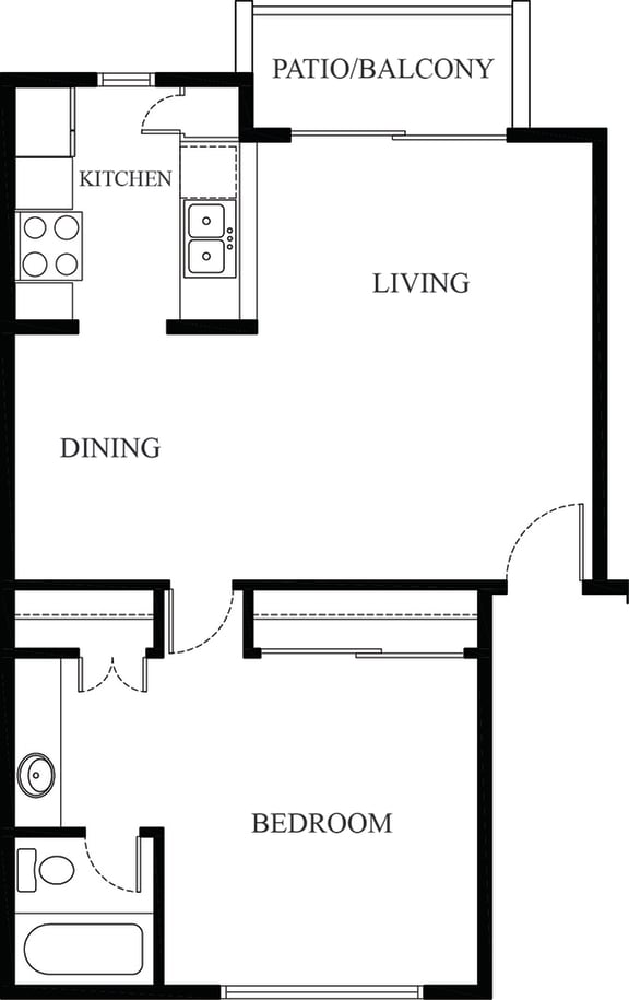 1 Bedroom 1 Bathroom Plan1 F at Encina Meadows Apartments, Goleta, CA