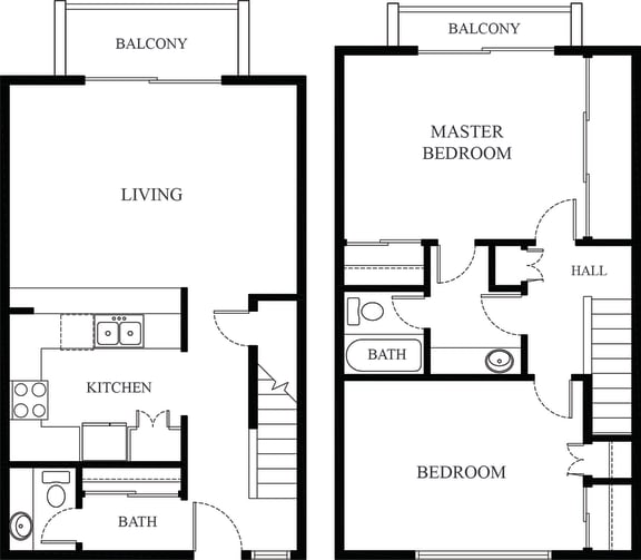 2 Bedroom 1.5 Bathroom Plan 3 Floor Plan at Encina Meadows Apartments, California, 93117