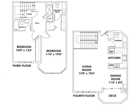  Floor Plan D2 - 2 bedroom Townhome