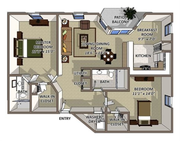 Andros Floor Plan Andros floor plan at The Villages of Banyan Grove Apartments for rent in Boynton Beach FL