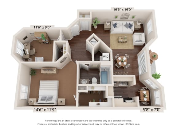 Bimini floor plan at The Villages Apartment of Banyan Grove Apartments in Boynton Beach