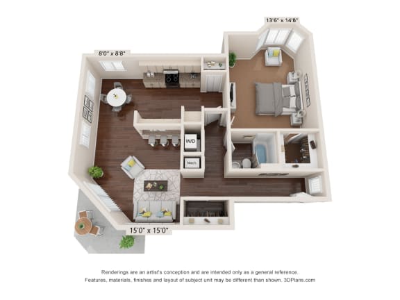 South Hampton floor plan at The Villages Apartment of Banyan Grove Apartments in Boynton Beach