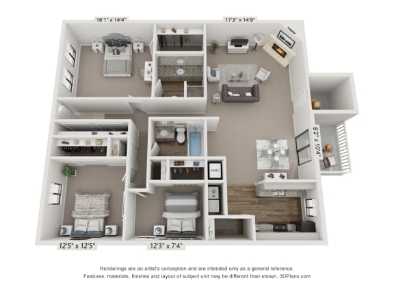 Floor Plan  Cascade  Renovated Floor Plan at The Reserve At Barry Apartments, Kansas City, 64154