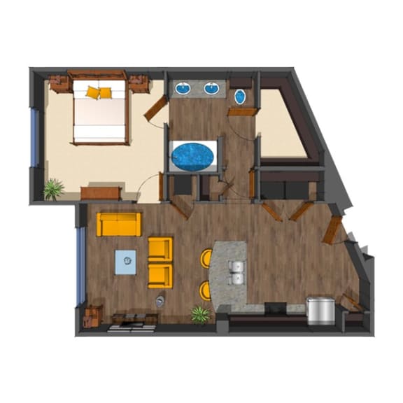 Floor Plan  1x1 Bedroom