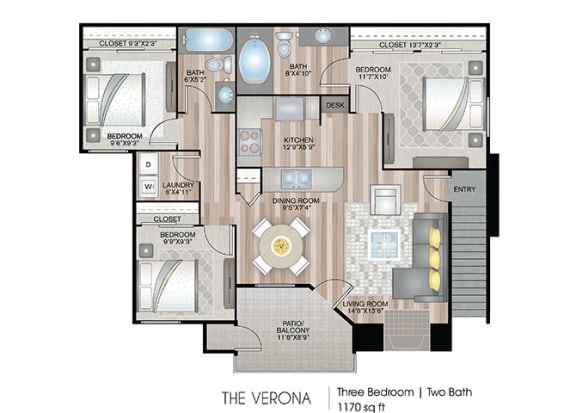 The-Verona Floor Plan at Ascent at The Galleria, Roseville, CA, 95678