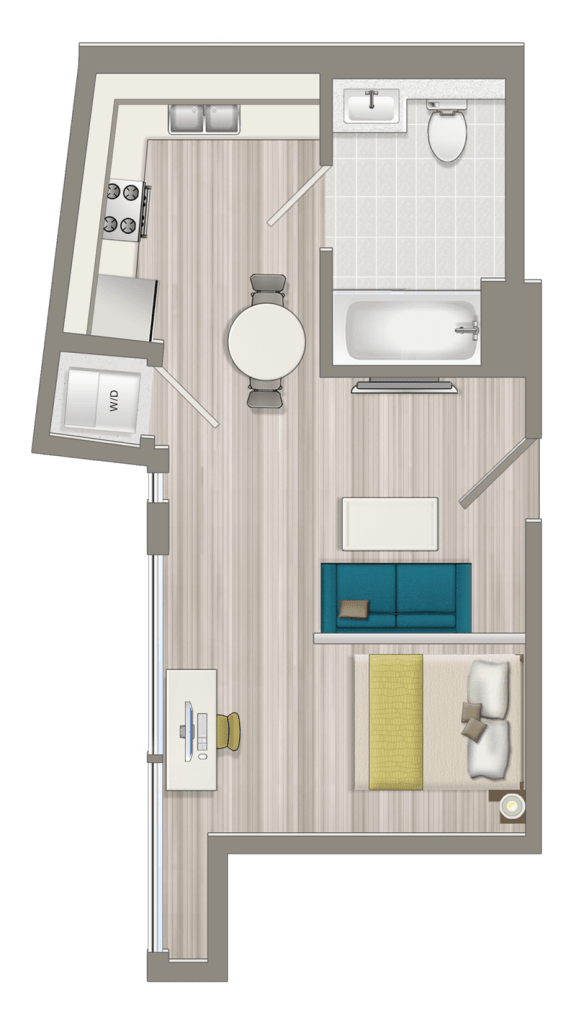 Jr. 1 Bedroom P Floor Plan at NMS 1539 Fourth, Santa Monica, CA, 90401